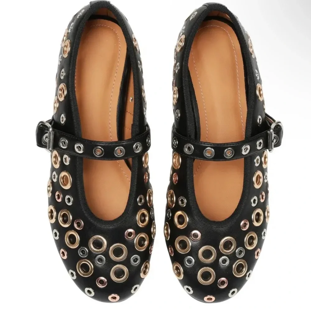 NWOT Faux Leather Ballet Flats in Black